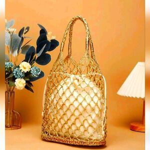 Elegant Gold Mesh Tote Bag